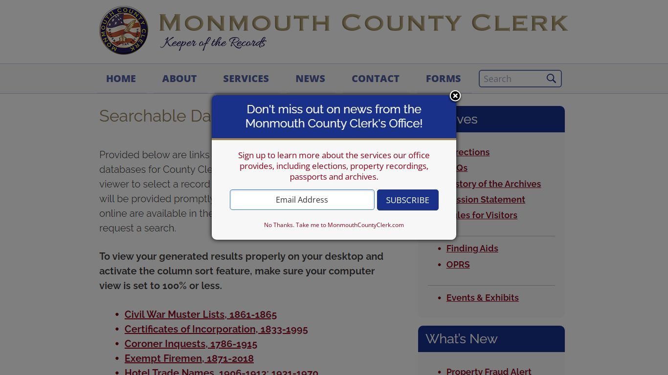 Monmouth County, NJ Clerk